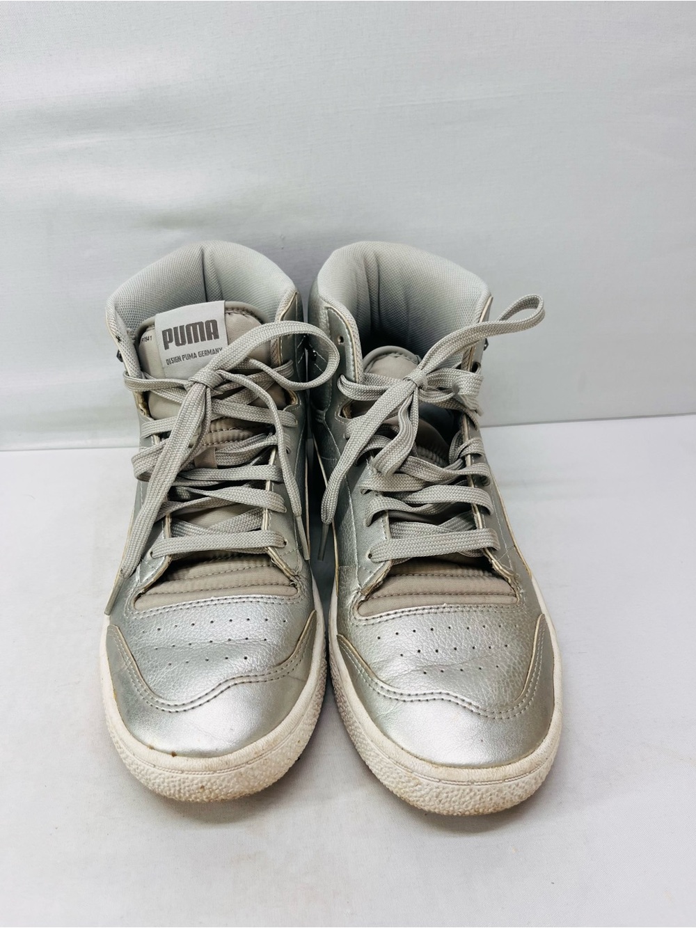 Puma Ralph Sampson mid glitz Metallic Silver Lace-Up High Tops
